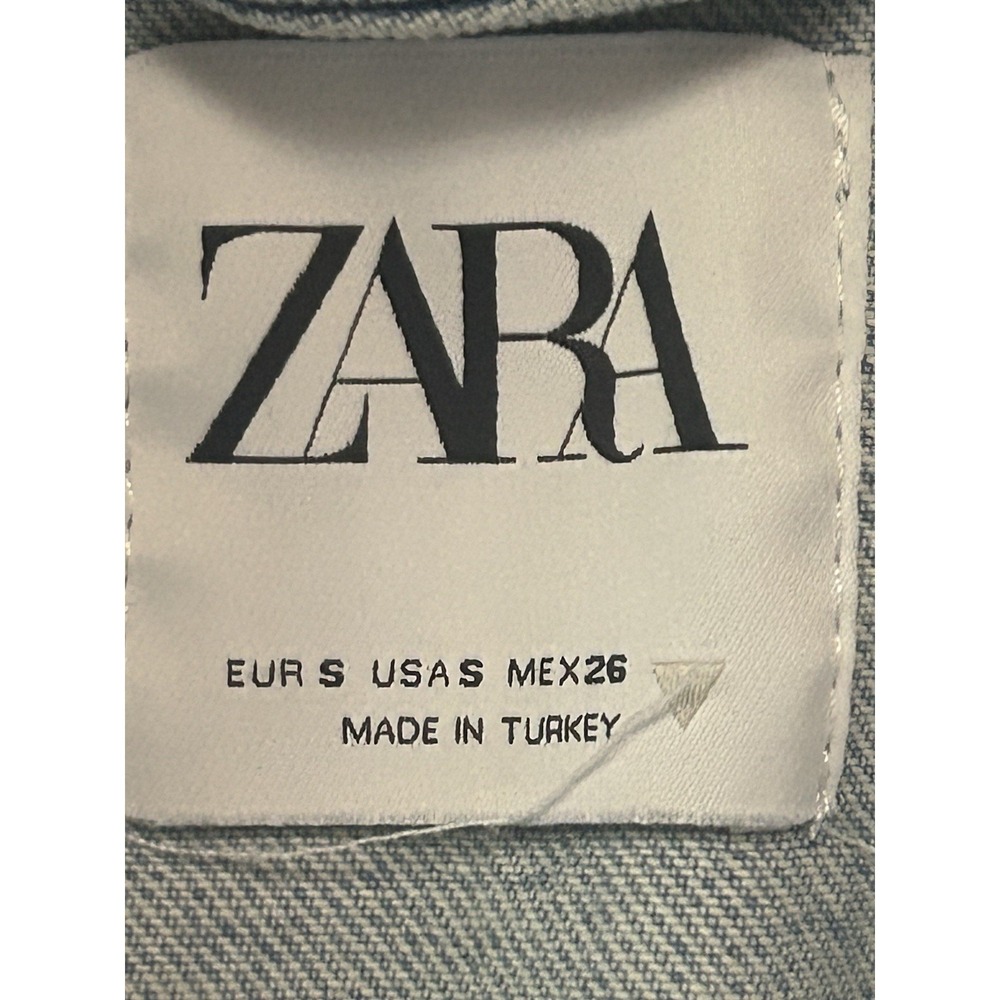 Zara Cut Out Denim Short Blue Jumpsuit SZ S Distressed Romper - Picture 8 of 9